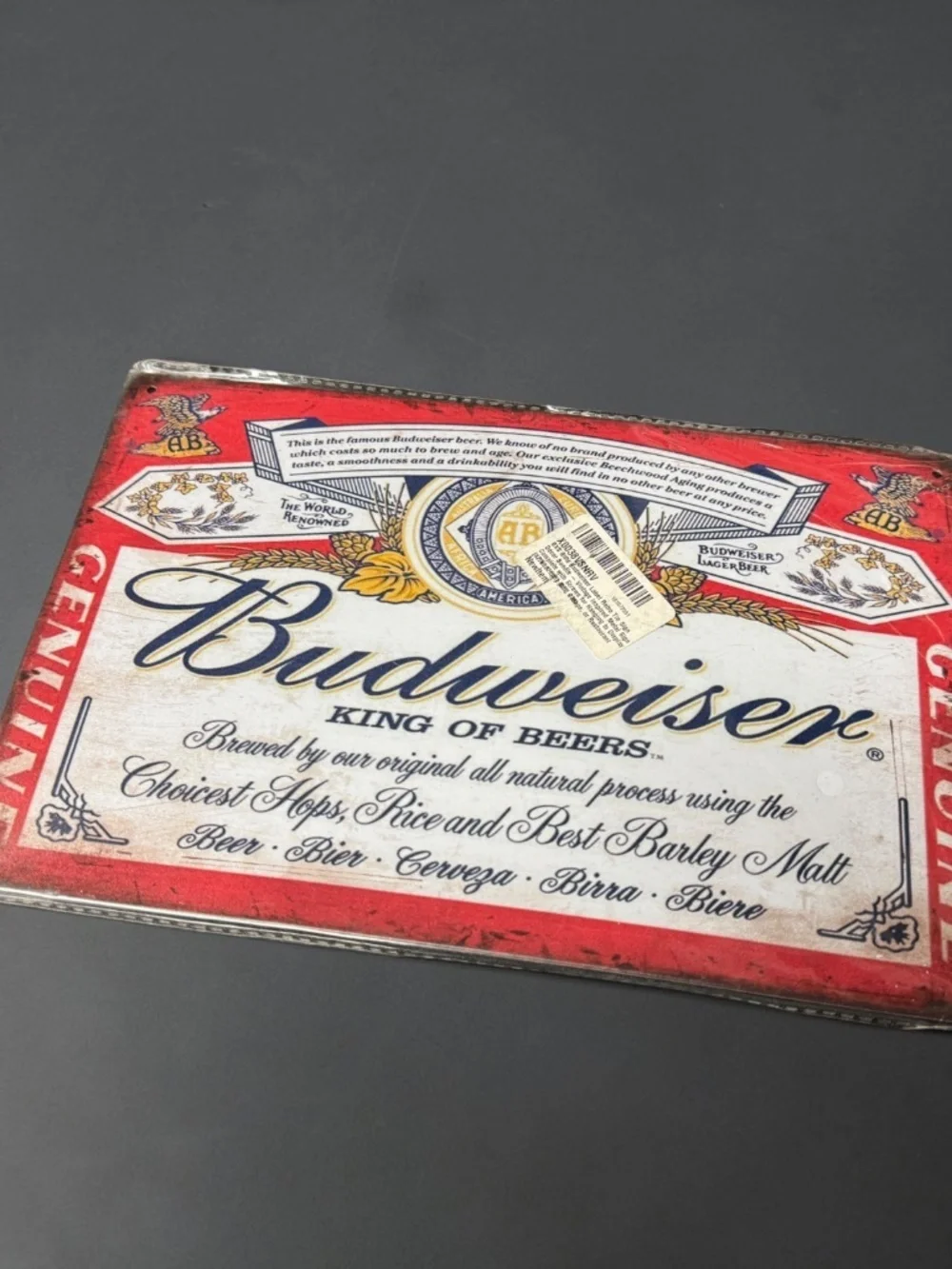 NOT FOR SALE - Budweiser Vintage Tin Sign 12x8 Beer Bar Man Cave Pub Wall Decor